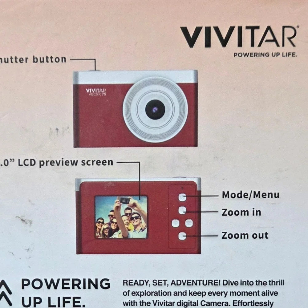 Vivitar SnapShot Digital Camera Red Rechargable‎ Battery 2.0